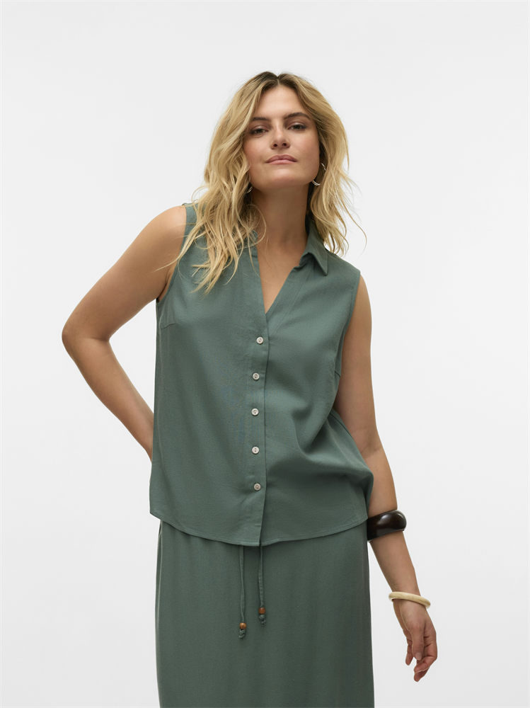 VMMYMILO SL V-NECK SHIRT WVN GA BO - 10303648