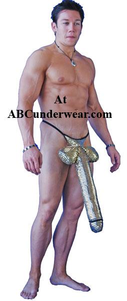 Gold Dong Costume, Male Member Sexy Cosplay Long Schlong
