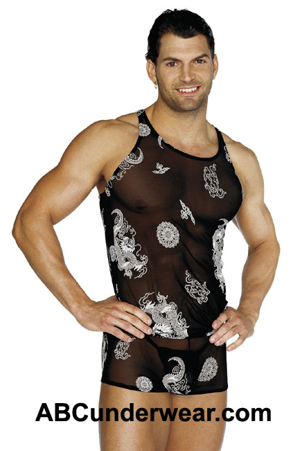 Sheer Dragon Tank Top - Clearance Large