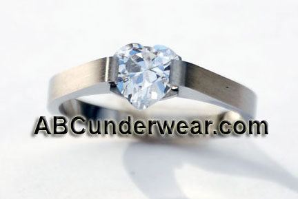 Solitaire Heart Stainless Steel Ring