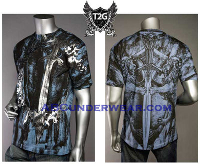 Sword Print Mens Tee Shirt- Clearance