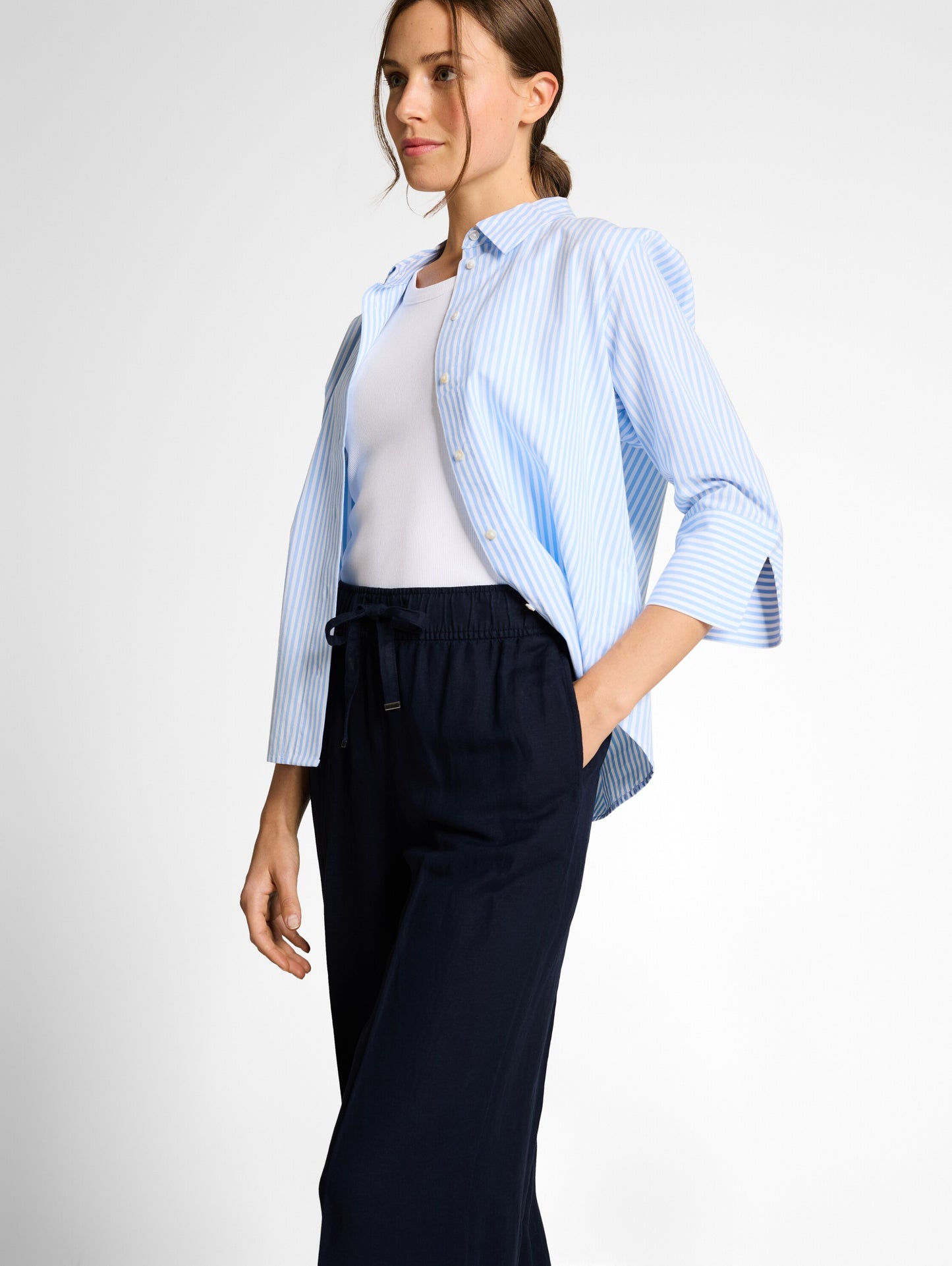 linen loose fit wide leg pants - 1050573
