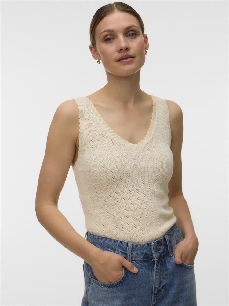 VMNEWLEX POINTELLE V-NECK TOP - 10340559