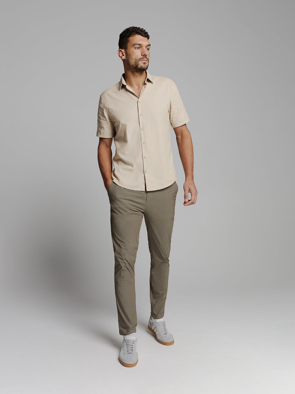 Shirt Short Sleeve Solid With Linen - 27480321SN