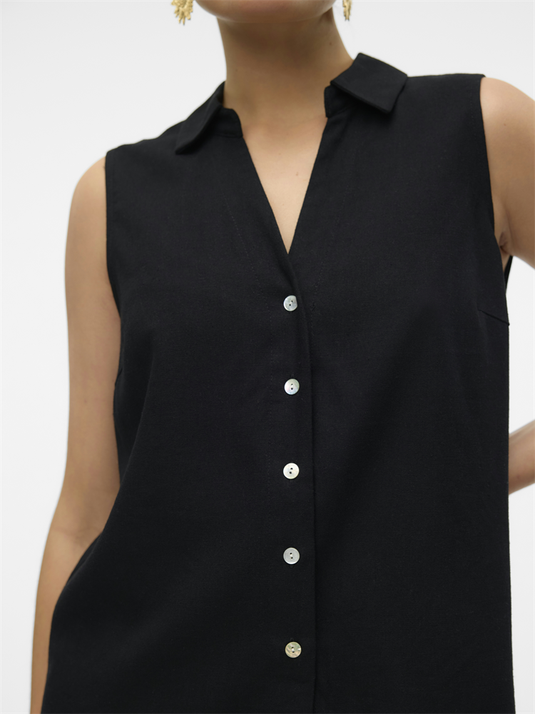 VMMYMILO SL V-NECK SHIRT WVN  GA BO - 10303648