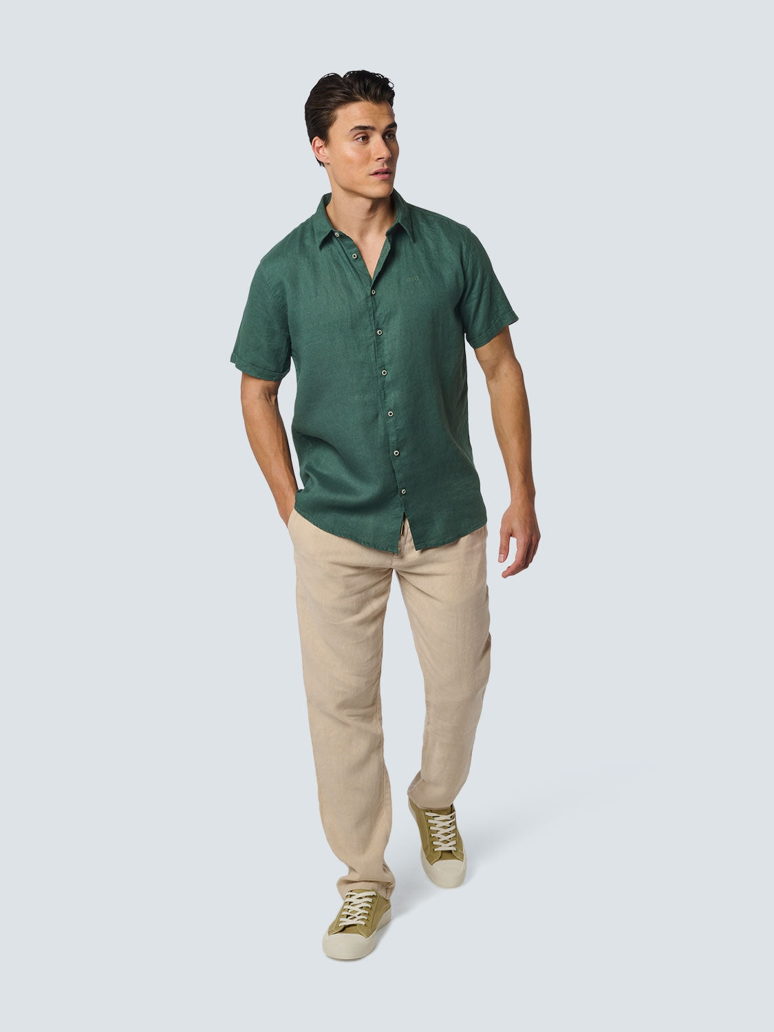 Shirt Short Sleeve Linen Solid - 23480336SN