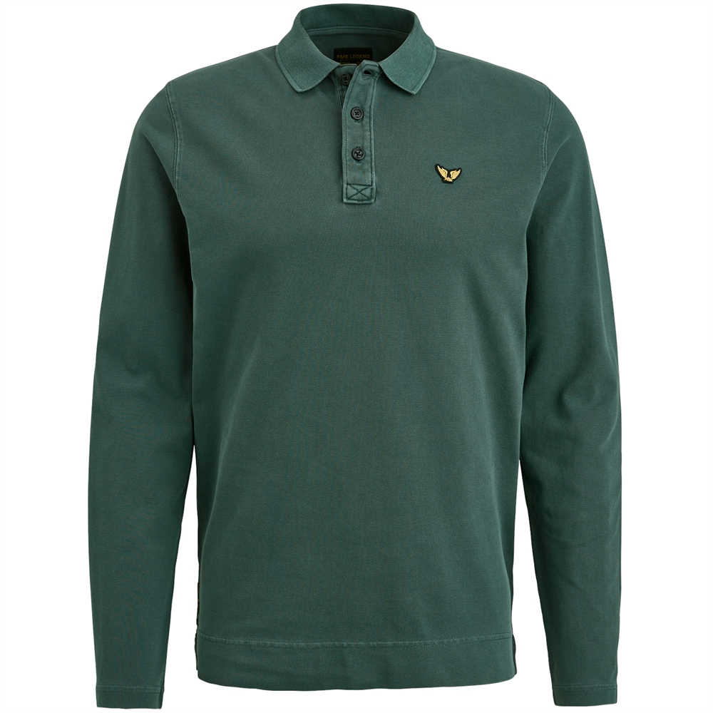 Long sleeve polo pique garment dye - PPS2308801