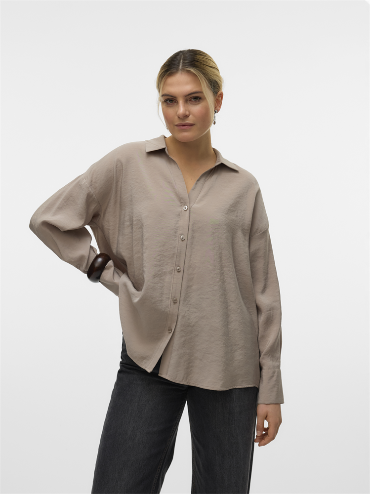 VMQUEENY LS OVERSIZE SHIRT WVN GA N - 10289349