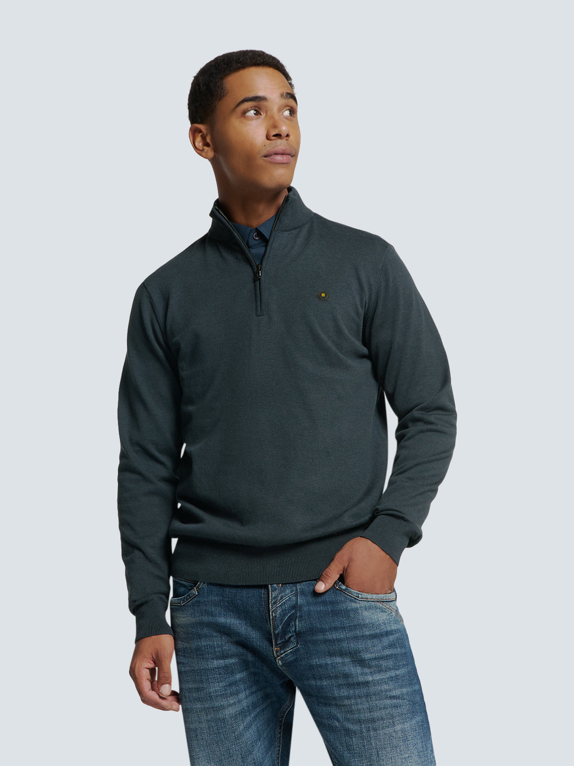 Pullover Half Zip 2 Coloured Melang - N2185