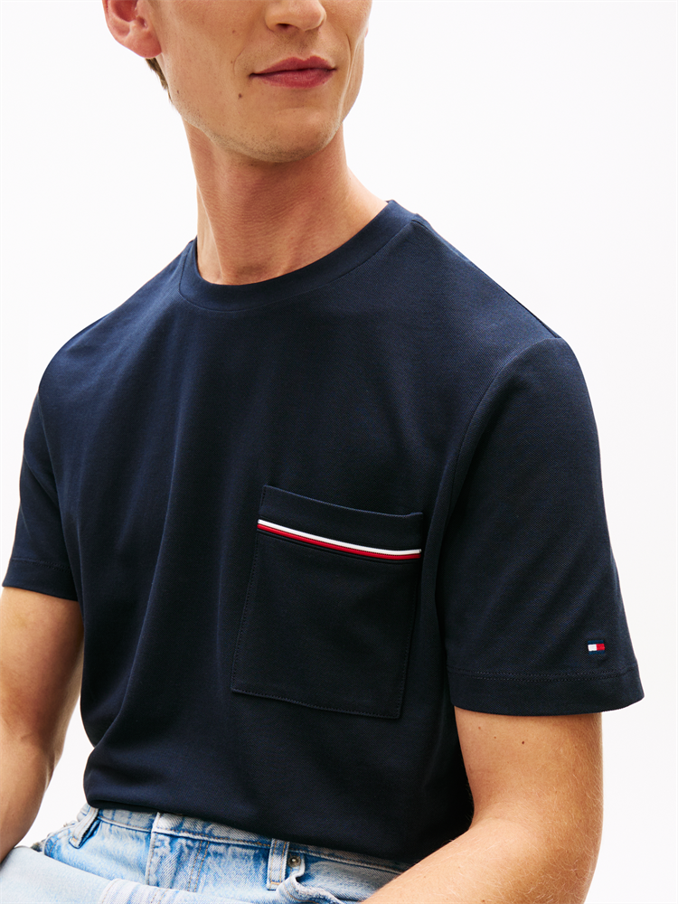 GLOBAL STRIPE PIQUE POCKET TEE - MW0MW42397