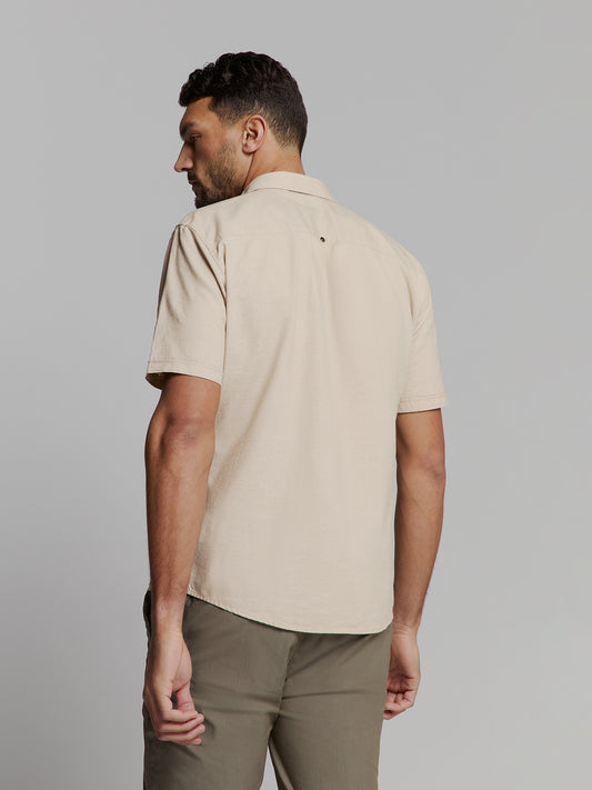 Shirt Short Sleeve Solid With Linen - 27480321SN