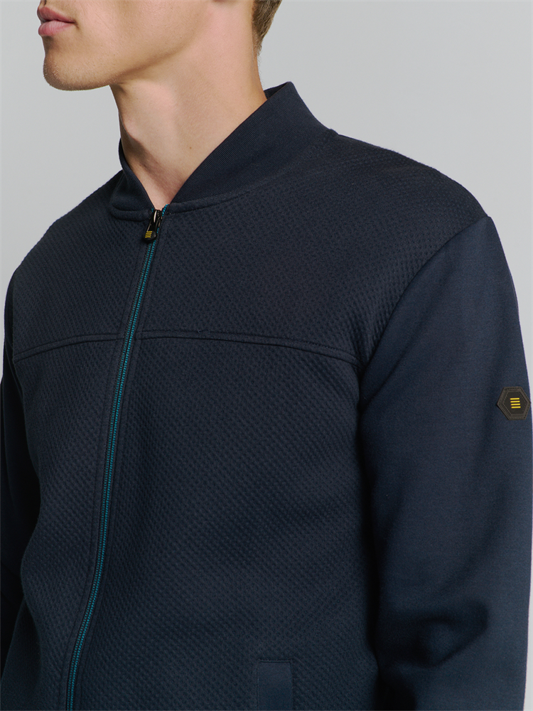 Sweater Full Zipper Jacquard Mix Bo - 27100119