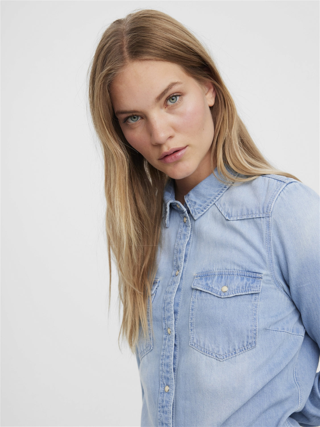 VMMARIA LS DENIM SLIM SHIRT MIX NOO - 10277523