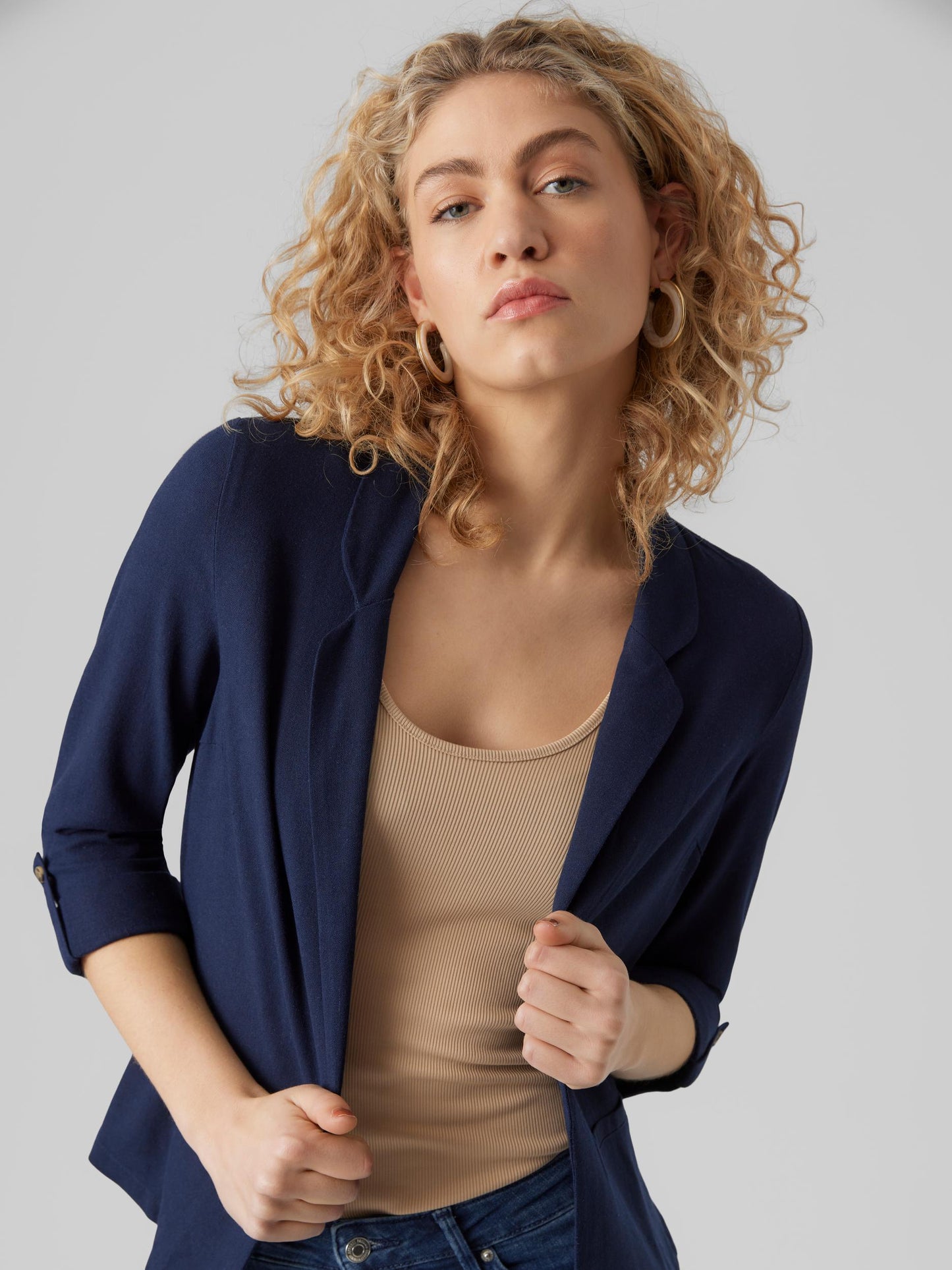 VMJESMILO 3/4 LOOSE BLAZER WVN NOOS - 10279700