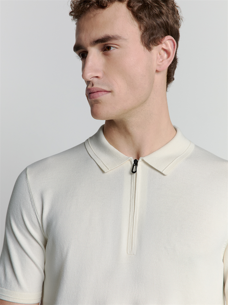 Pullover Short Sleeve Polo Zip Soli - 27210352