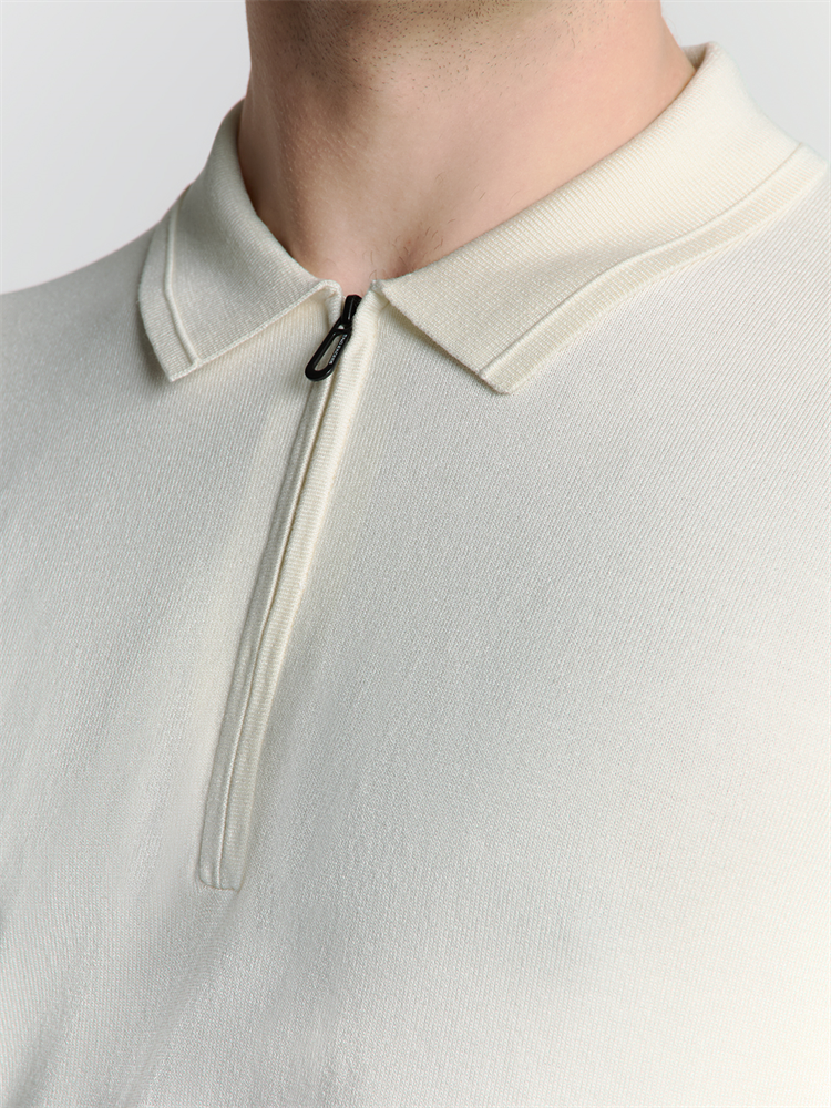 Pullover Short Sleeve Polo Zip Soli - 27210352