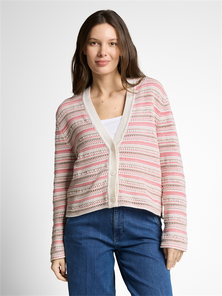 knit structured stripe cardiga - 1050786