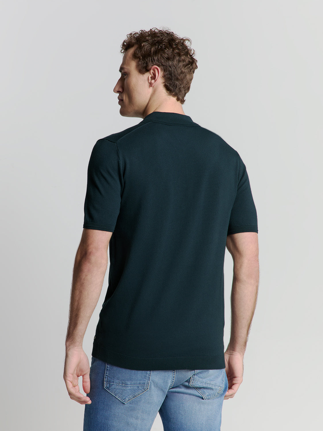 Pullover Short Sleeve Polo Zip Soli - 27210352