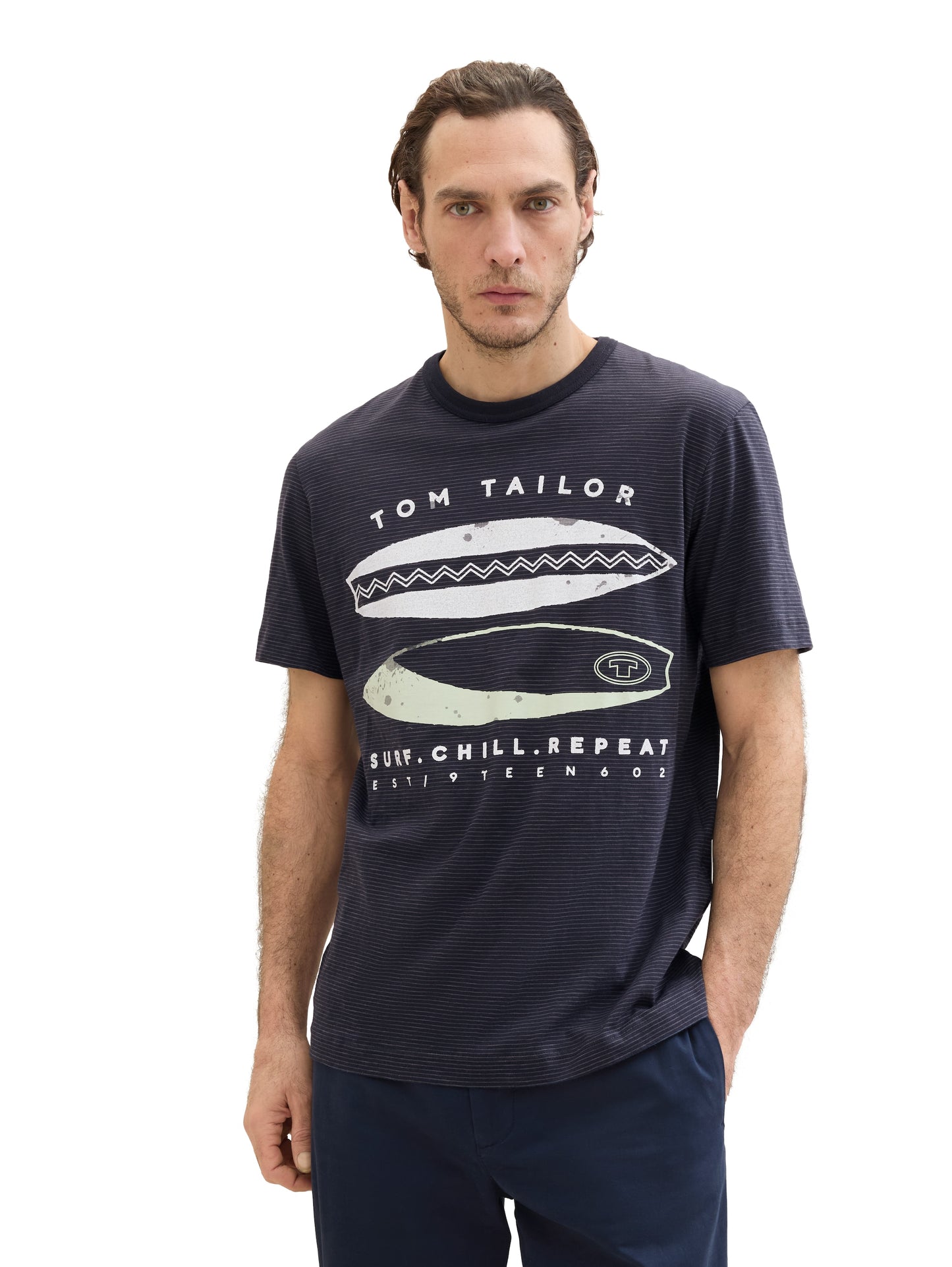 printed fine stripe t-shirt - 1041784