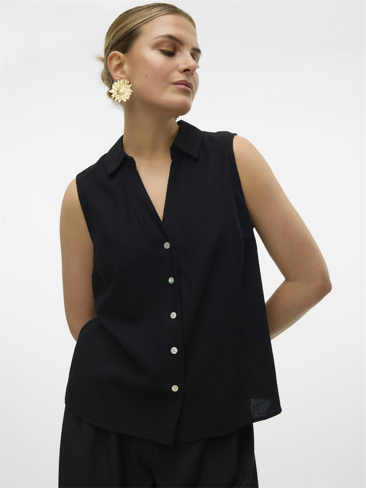 VMMYMILO SL V-NECK SHIRT WVN  GA BO - 10303648