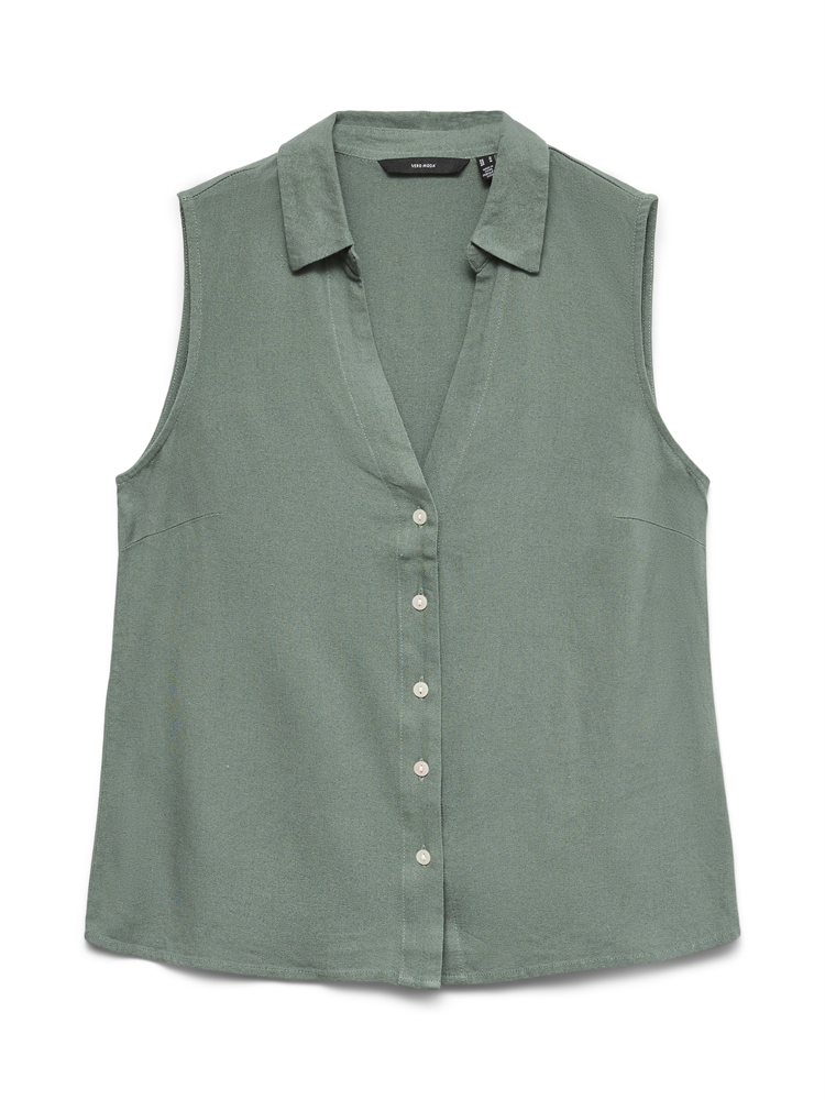 VMMYMILO SL V-NECK SHIRT WVN  GA BO - 10303648
