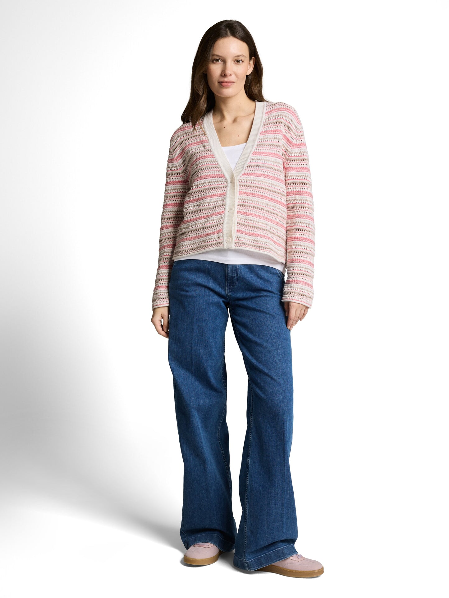 knit structured stripe cardiga - 1050786