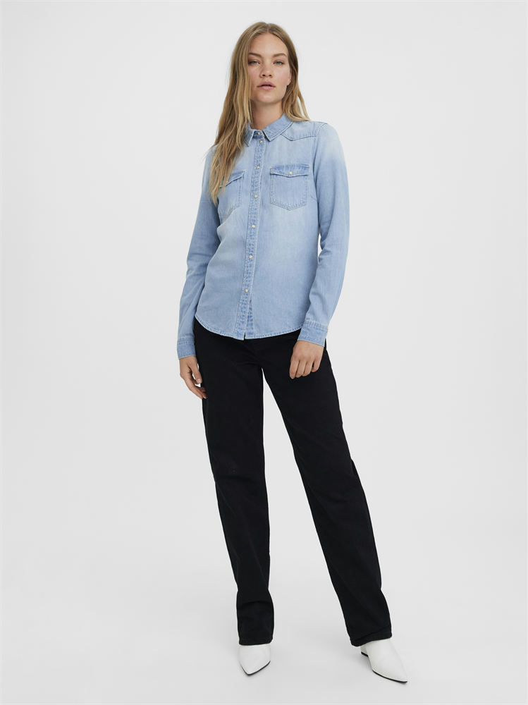 VMMARIA LS DENIM SLIM SHIRT MIX NOO - 10277523