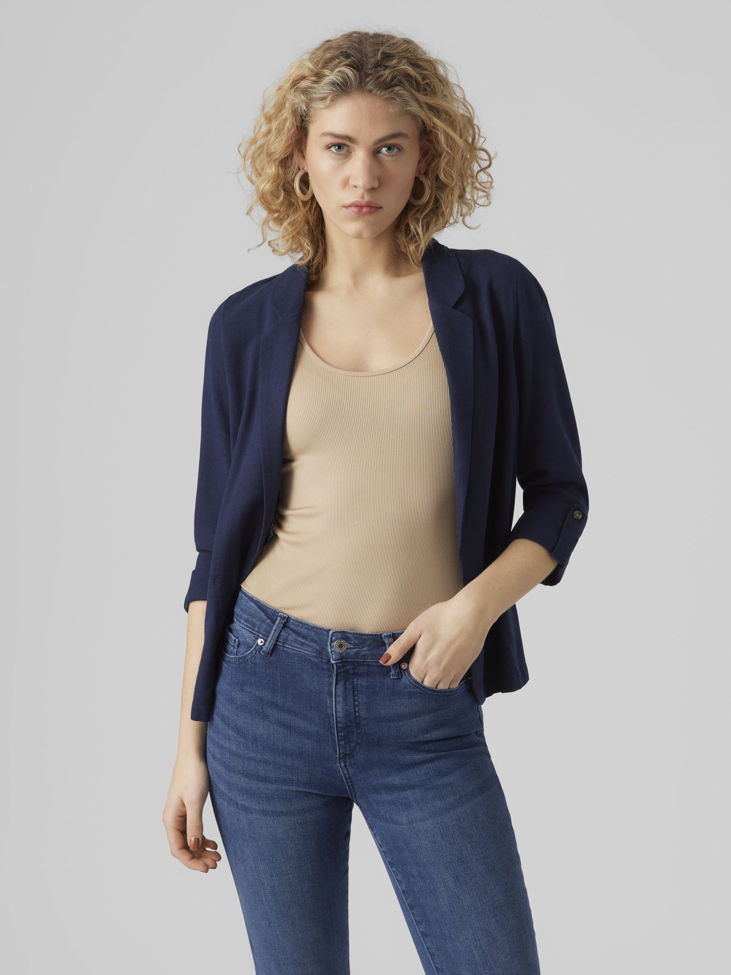 VMJESMILO 3/4 LOOSE BLAZER WVN NOOS - 10279700