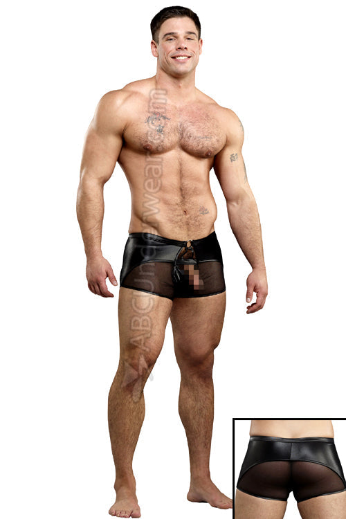 Birdcage Sheer Panel Slit Short -Closeout