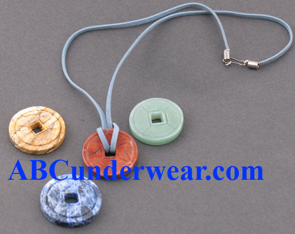 Chinese Stone Coin Necklace