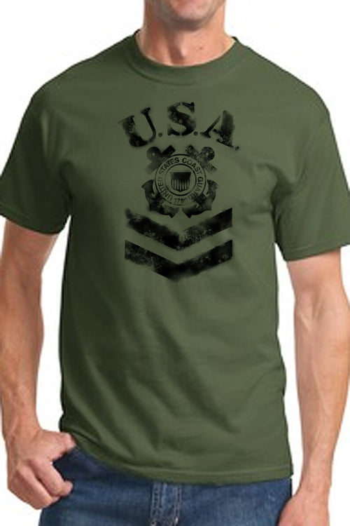 Coast Guard Logo Faux Stenciled Shirt