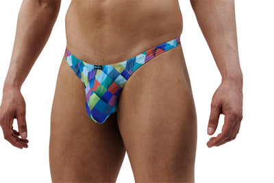 Contemporary Diamond-Patterned Men's Thong