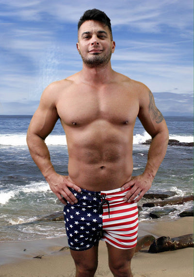 Fitted USA Star and Stripes American Flag Gym Workout Short by NEPTIO®