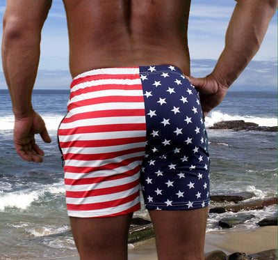 Fitted USA Star and Stripes American Flag Gym Workout Short by NEPTIO®