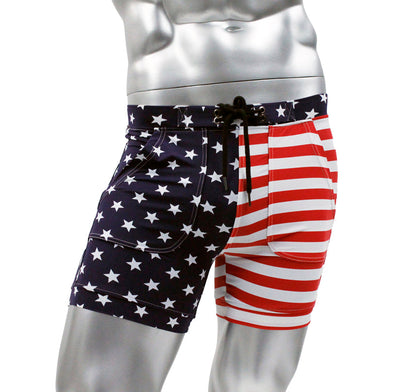 USA Flag Mens Sexy Swim Trunk Surf Short by NEPTIO®