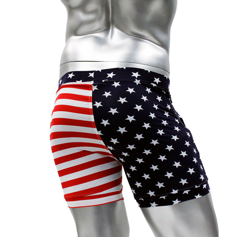 USA Flag Mens Sexy Swim Trunk Surf Short by NEPTIO®