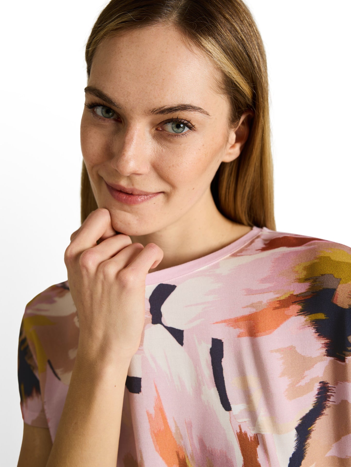 T-shirt fabric mix print crew - 1050445