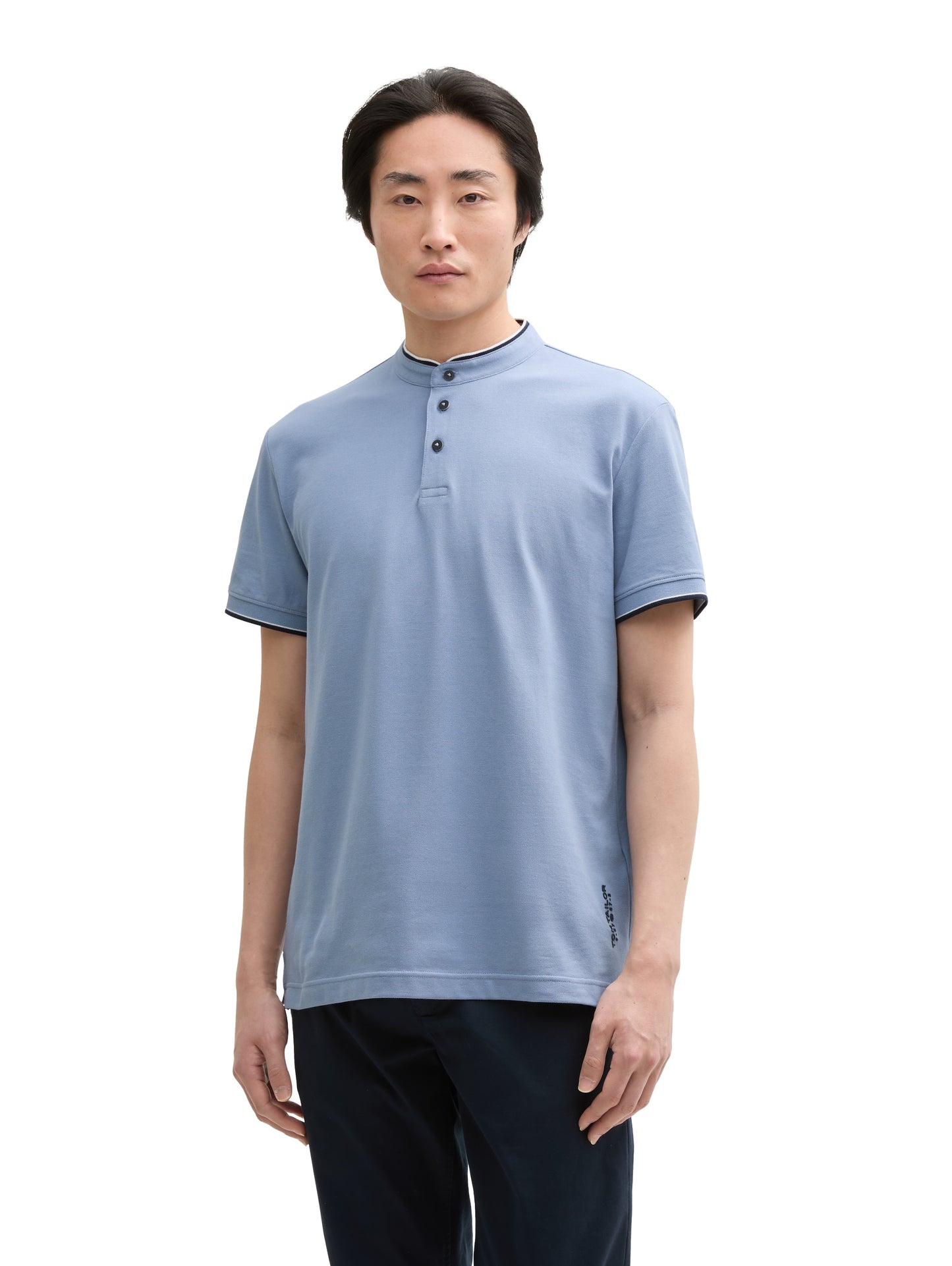 detailed printed stand-up polo - 1045705
