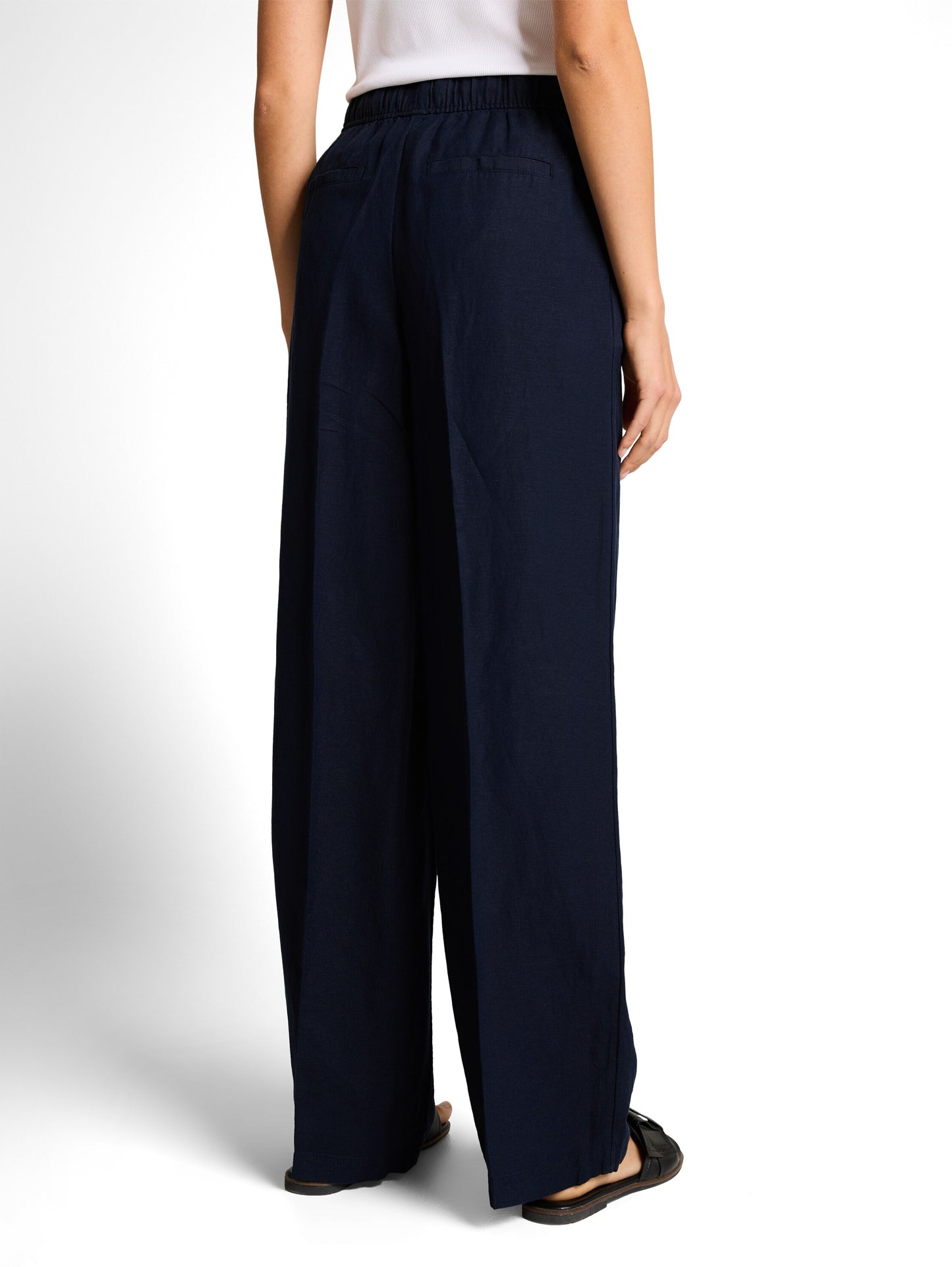linen loose fit wide leg pants - 1050573