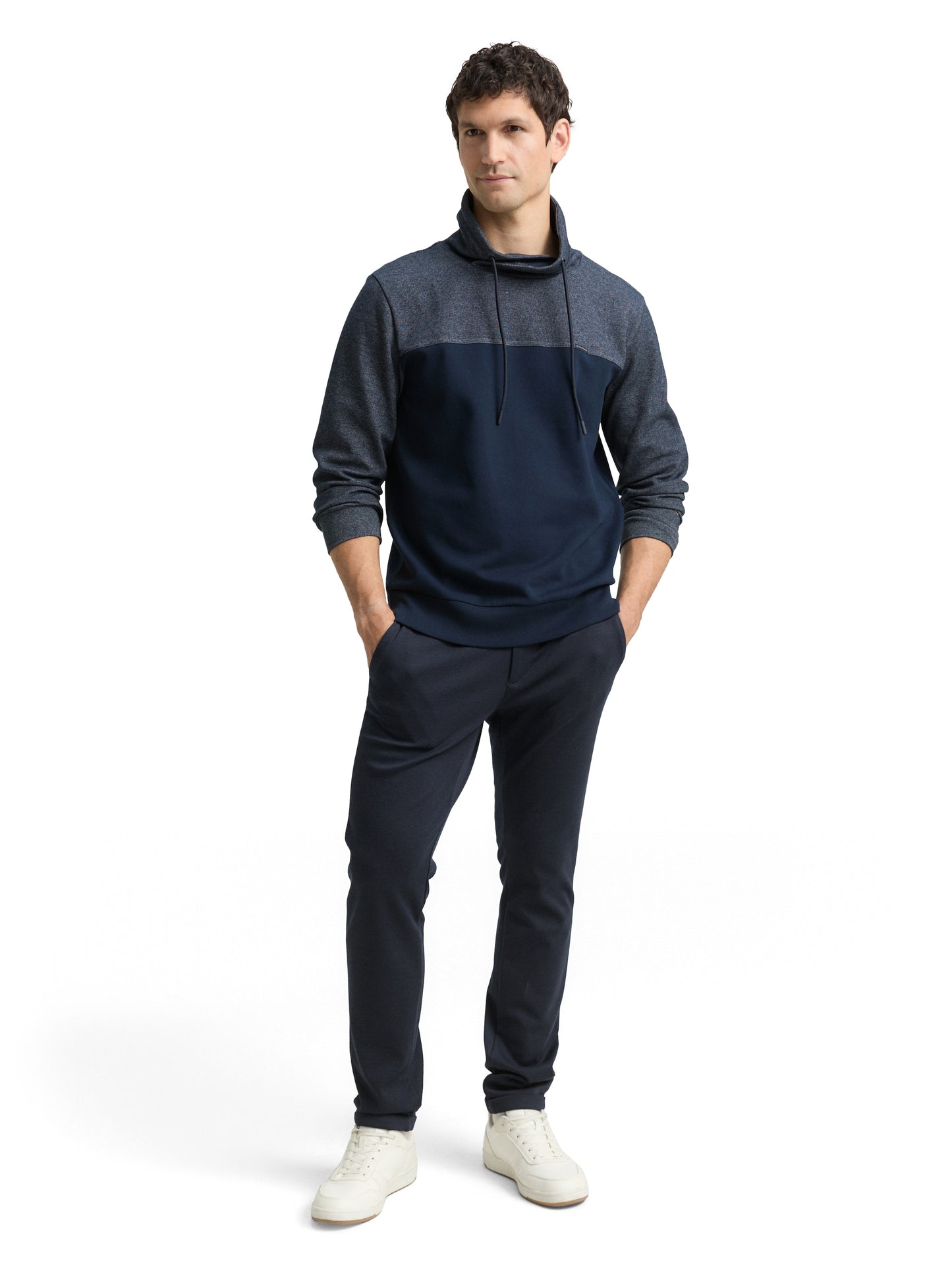 fine striped snood sweatshirt - 1048636
