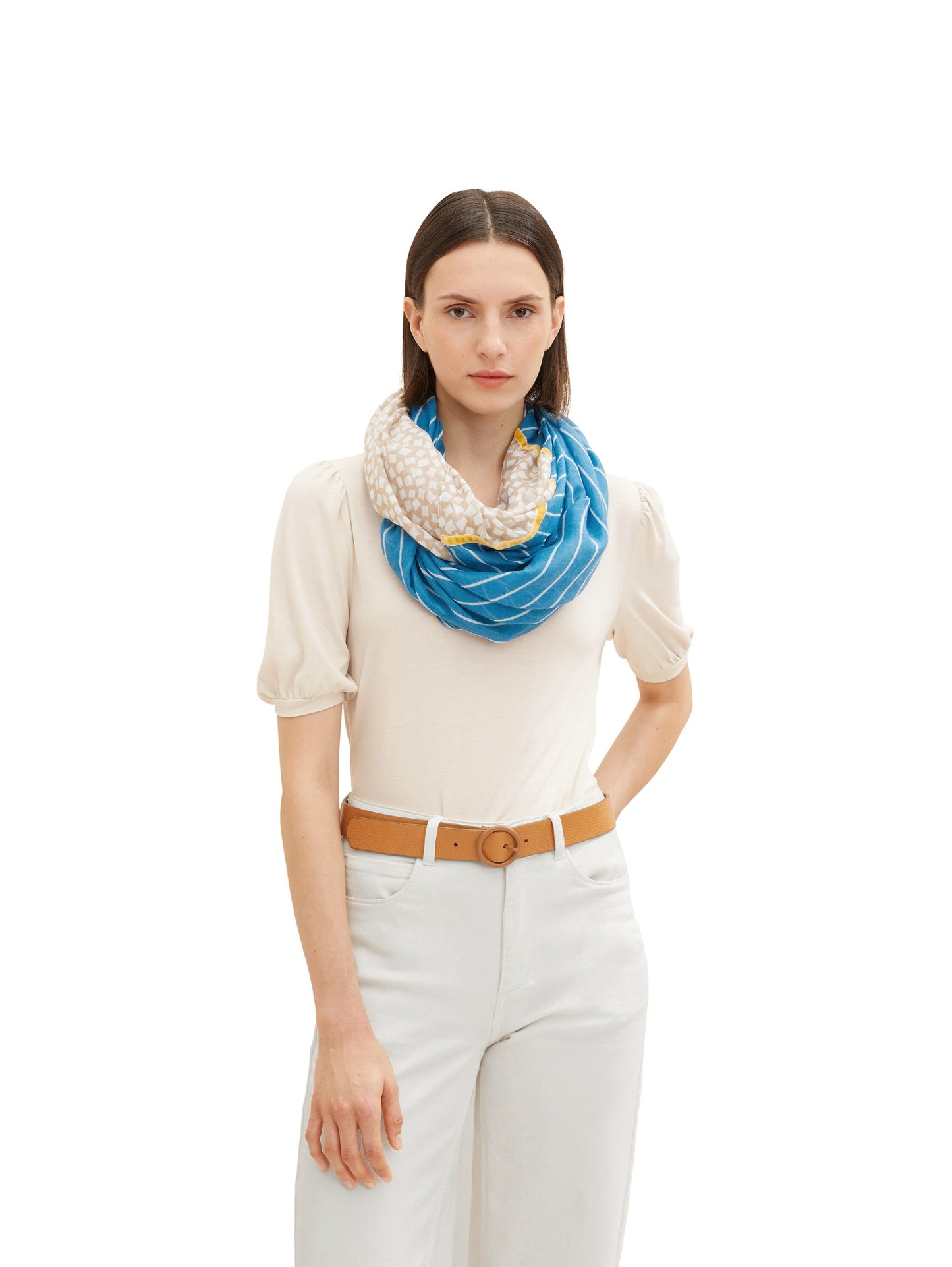 printed loop scarf with tape - 1032526