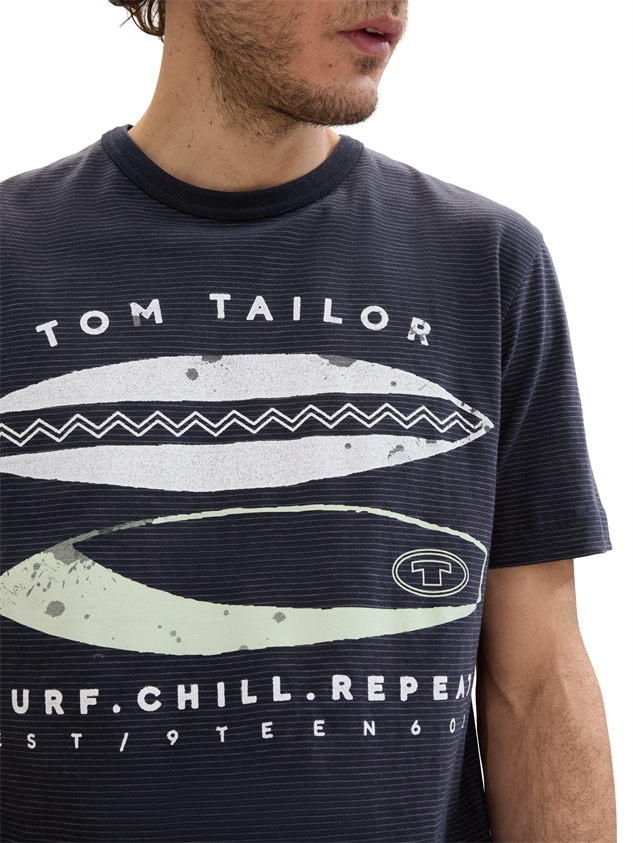 printed fine stripe t-shirt - 1041784