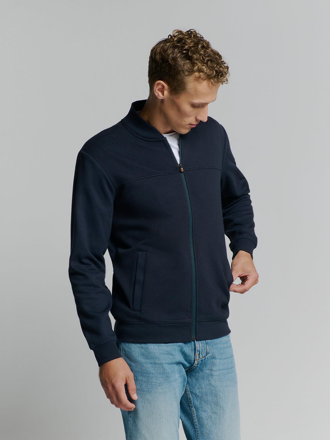 Sweater Full Zipper Jacquard Mix Bo - 27100119