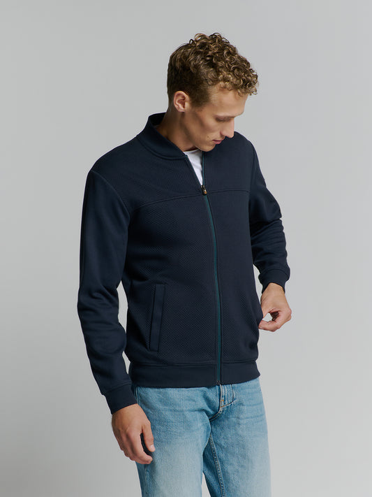 Sweater Full Zipper Jacquard Mix Bo - 27100119