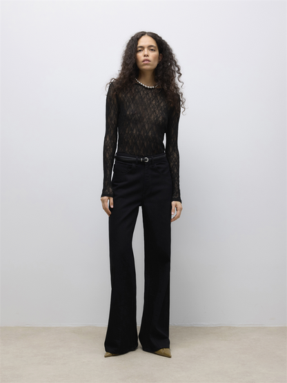 AWTESSY LS O-NECK LACE TOP NOOS - 10334538