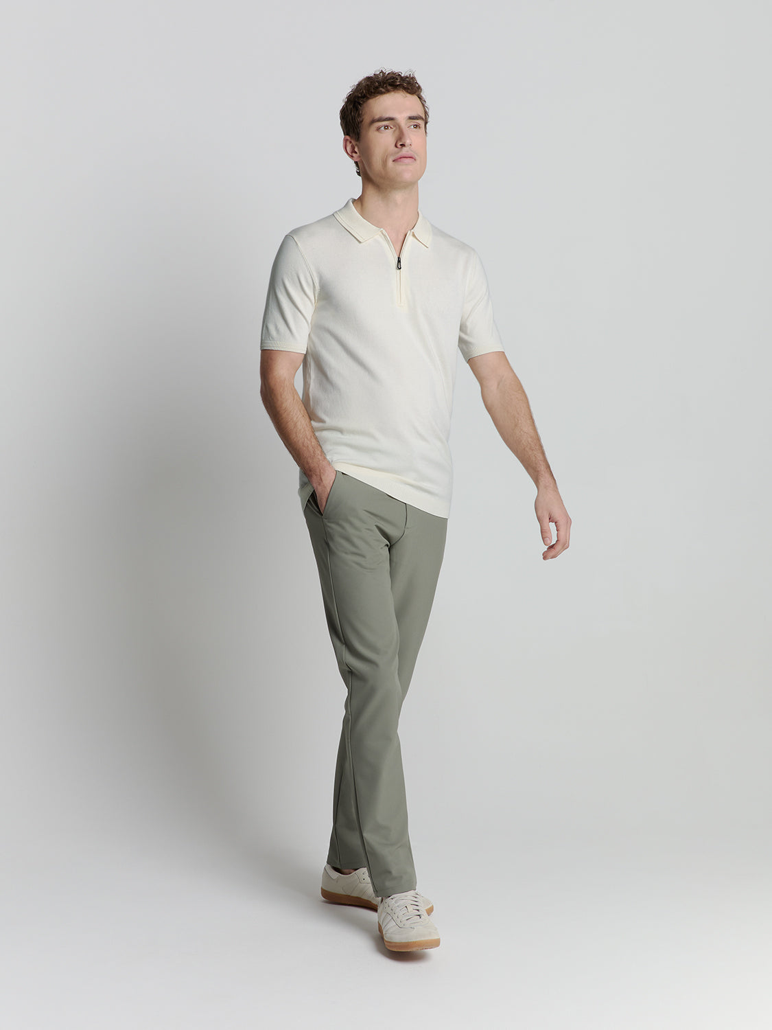 Pullover Short Sleeve Polo Zip Soli - 27210352