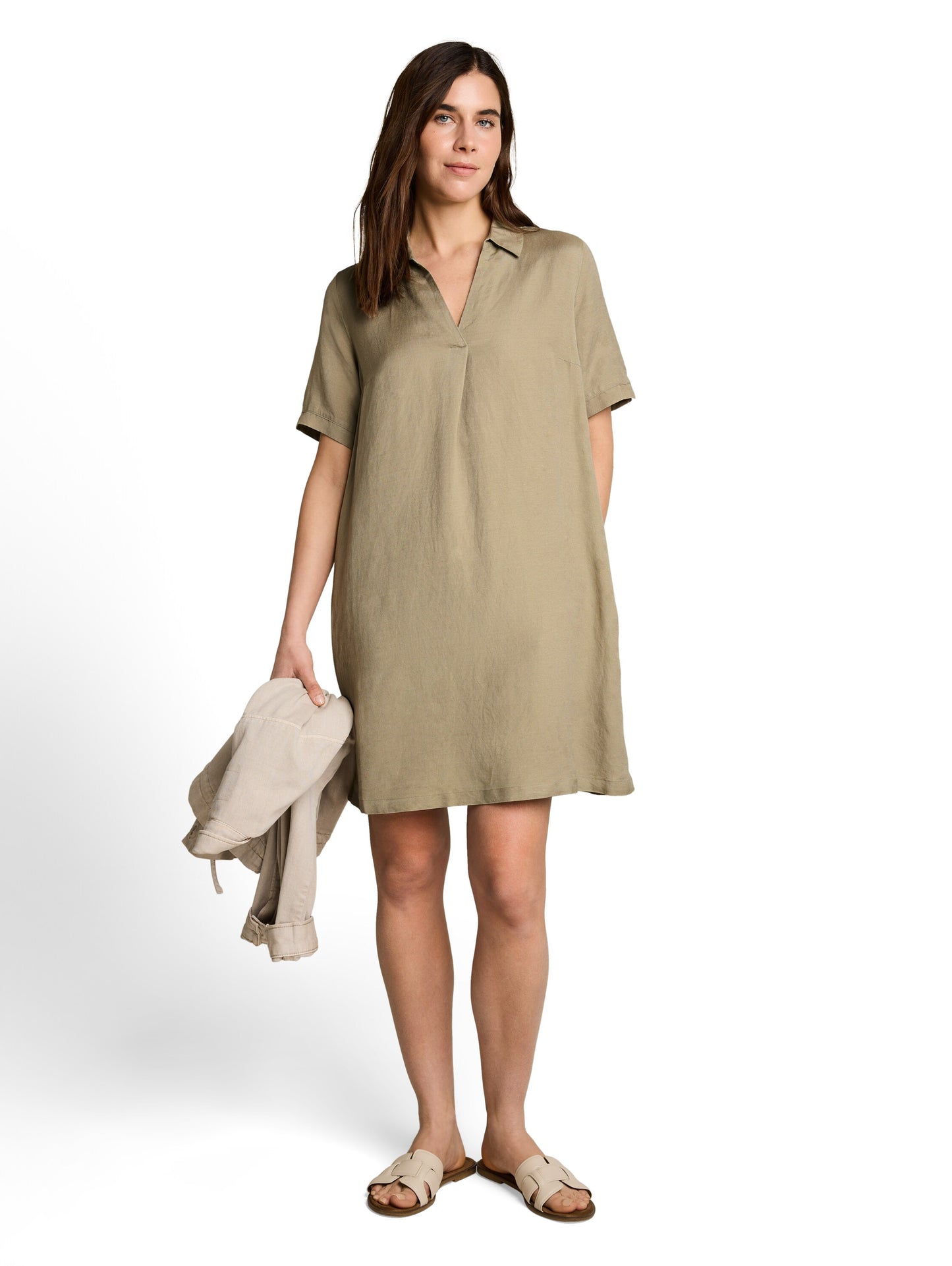 dress linen with polo collar - 1051242