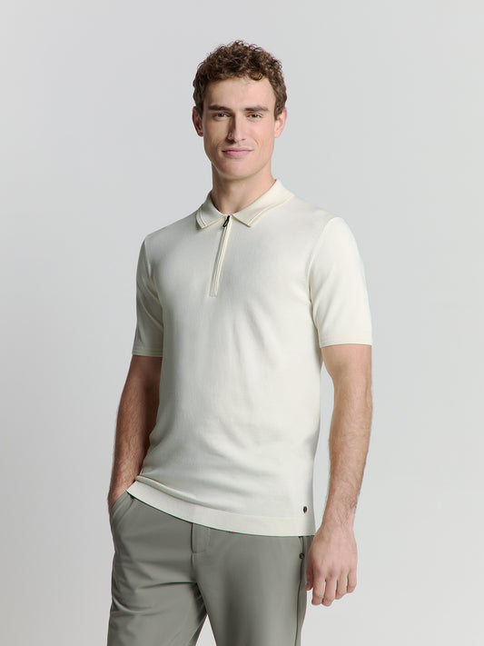 Pullover Short Sleeve Polo Zip Soli - 27210352