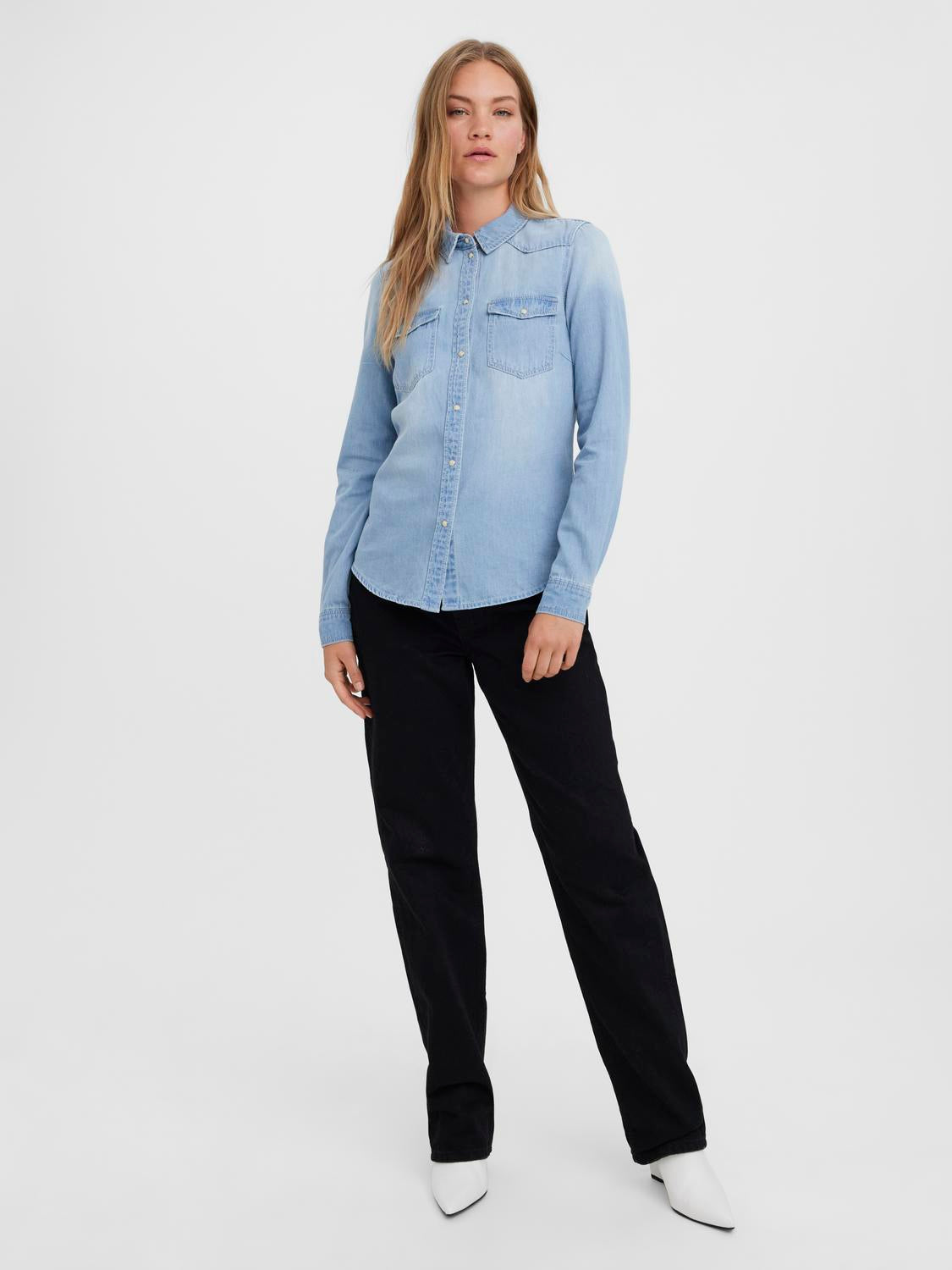 VMMARIA LS DENIM SLIM SHIRT MIX NOO - 10277523