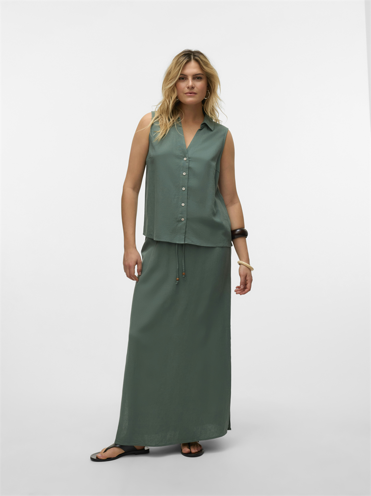 VMMYMILO SL V-NECK SHIRT WVN  GA BO - 10303648